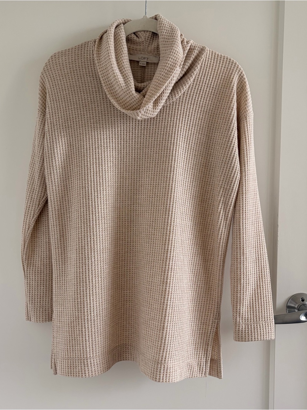 LOFT Cream Cowl Neck Knit Sweater Top